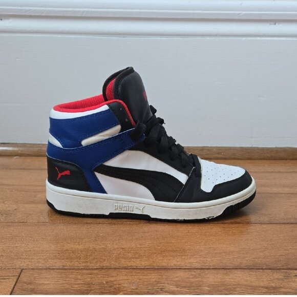 Puma Rebound high - top Black and White sneakers with Red accents size 5 - Picture 3 of 8